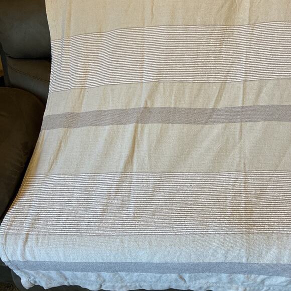 UGG Cotton Fabric Shower Curtain 71 x 71" Different Shades Of Gray Striping - Picture 2 of 8